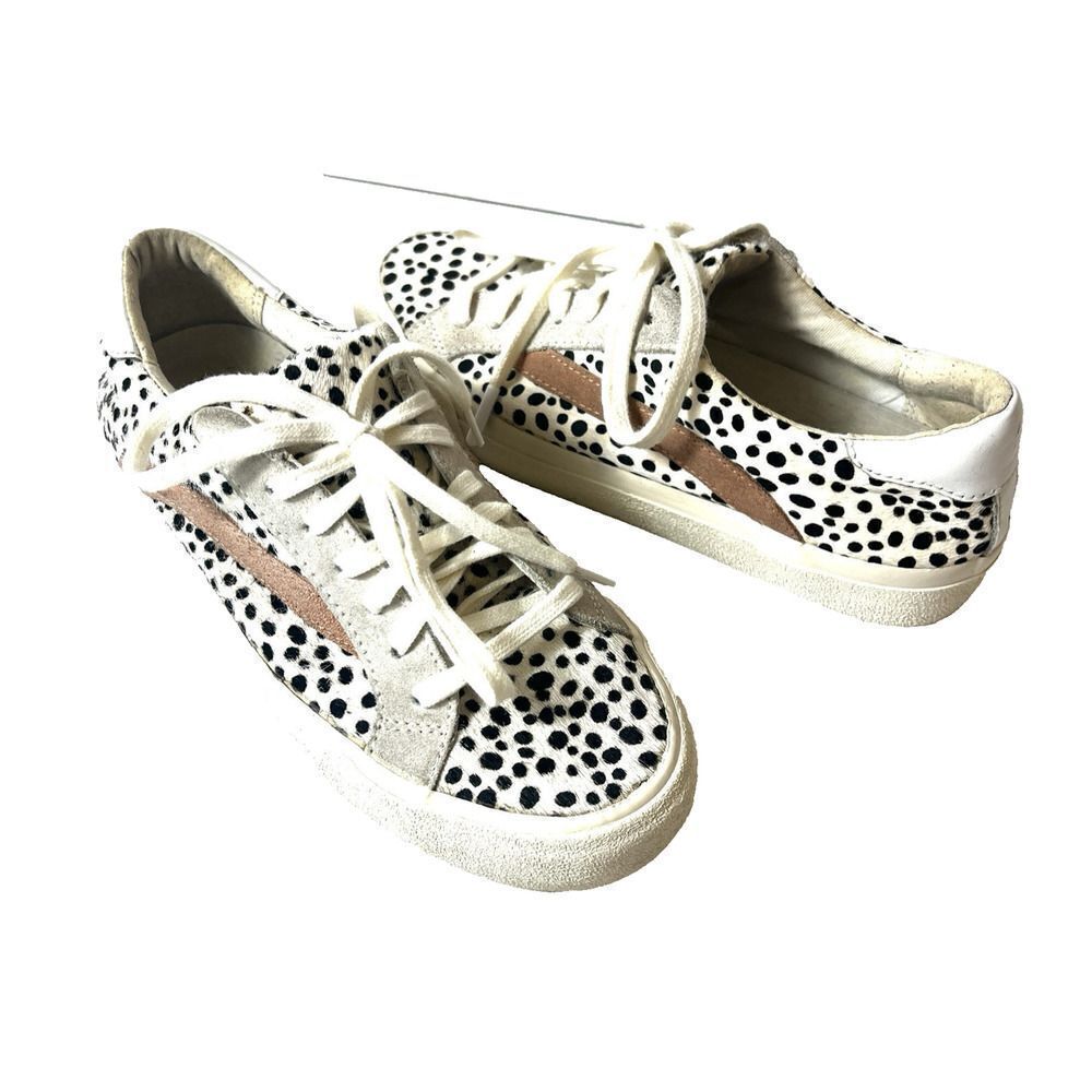 Madewell Women Sz 6.5M Low Top Lace Up Sneaker Real fur-dyed calf hair Dalmatian